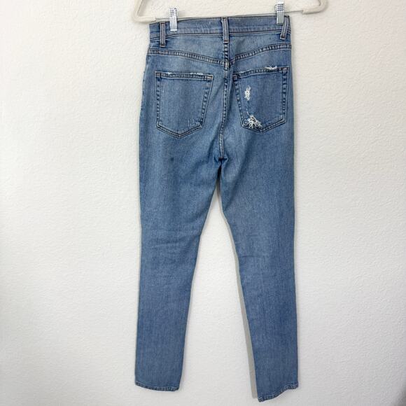 Reformation Womens High Rise Straight Jeans Size 26 Denim Distressed Blue - Picture 3 of 7